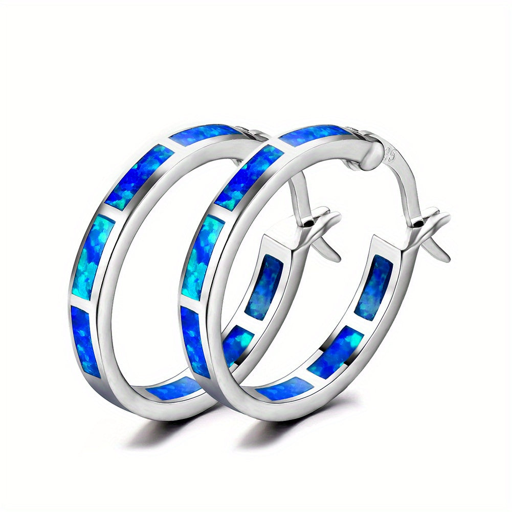 Synthetic Opal Hoop Earrings in Eleven Finishes - feature detail 3