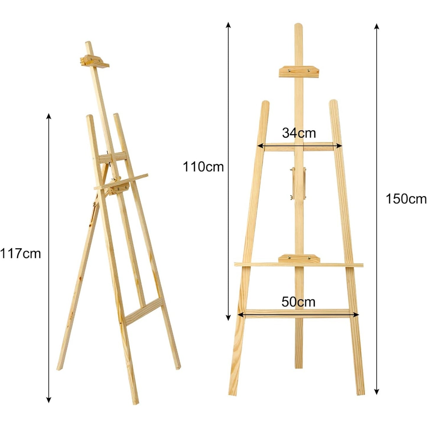 Easel Stand 1.5M Studio Easel Canvas Stand for Wedding Adjustable Drawing Painting Holder Foldable Artist Tripod Easel for Painting Sketch Exhibition
