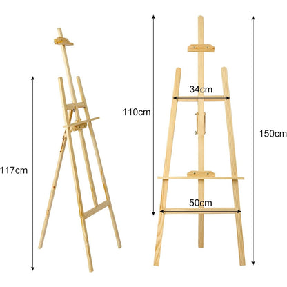 Easel Stand 1.5M Studio Easel Canvas Stand for Wedding Adjustable Drawing Painting Holder Foldable Artist Tripod Easel for Painting Sketch Exhibition