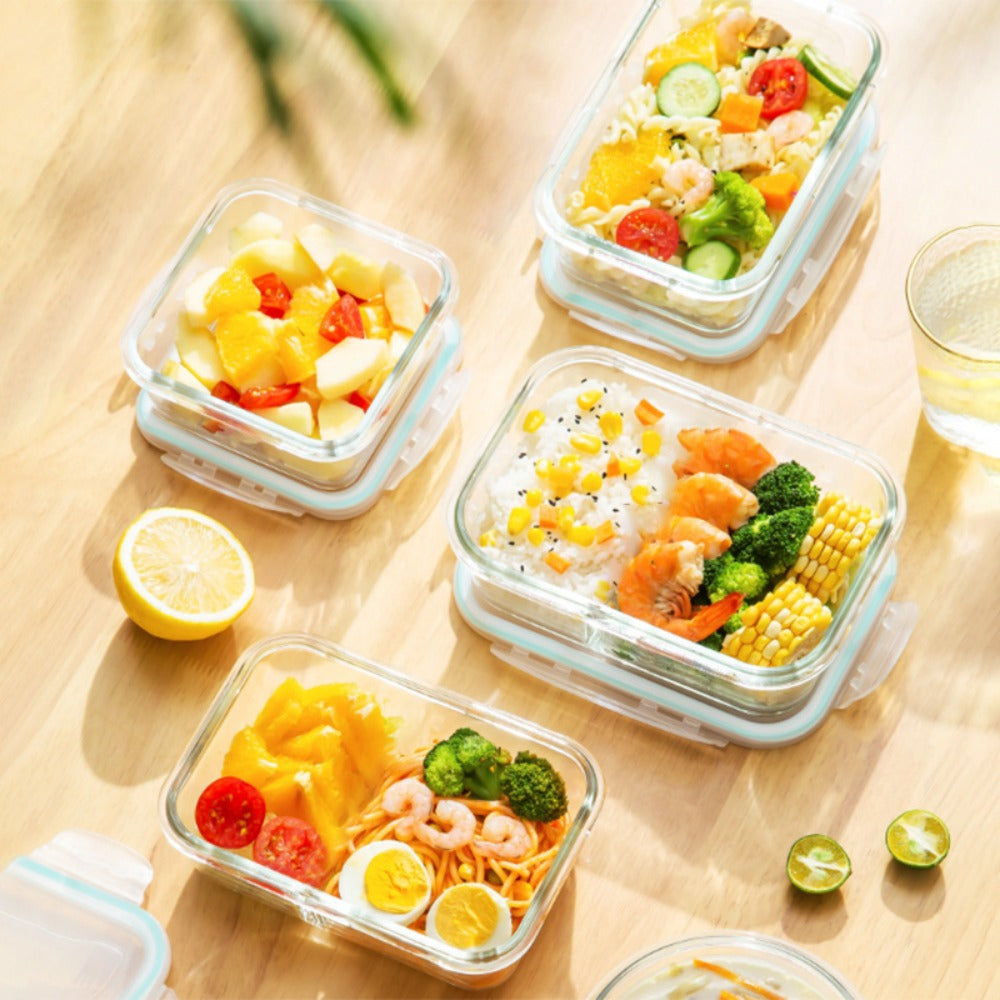 Glass Refrigerator Storage Box16pcs (8 Containers +8 LIDS), Food Storage Container, Crisper with Leak-proof Lock Lid - for Microwave, Lunch Box, Refrigerator, Party, Camping, Wedding - for Meals, Snacks, Fruits, Vegetables, Fitness Meals, Meat