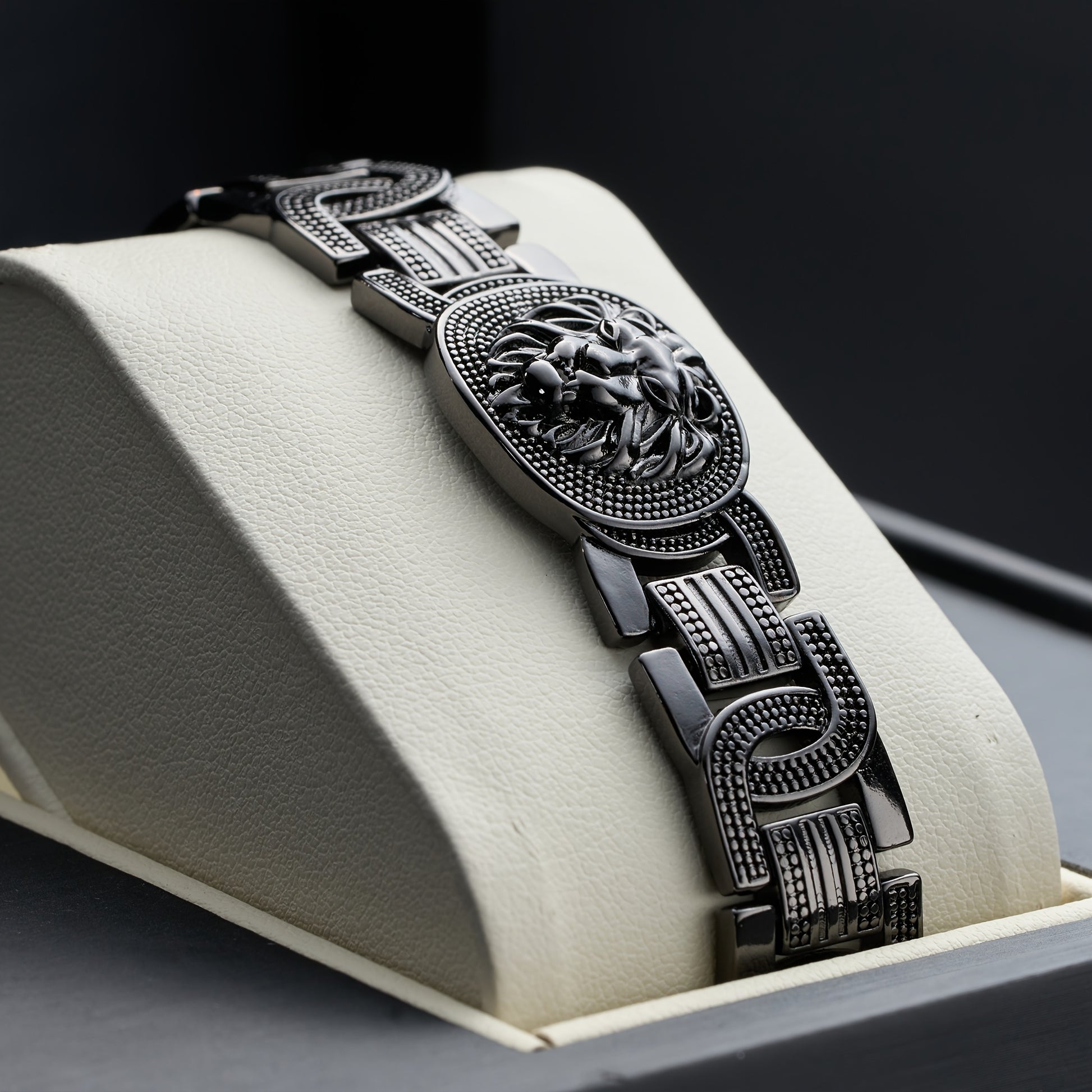 Lion Motif Wide Cuff Bangle - lifestyle view 7