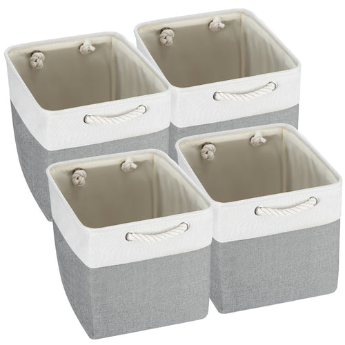 4x Collapsible Organiser 33x33x38 Cm Shelf Basket With Handles For Shelves Closets And Wardrobes Fabric Storage Basket
