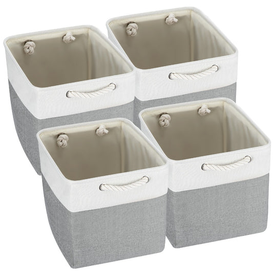 4x Collapsible Organiser 33x33x38 Cm Shelf Basket With Handles For Shelves Closets And Wardrobes Fabric Storage Basket