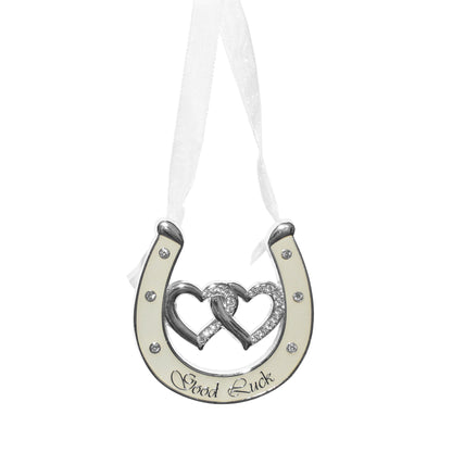 Wedding Ivory Coloured Double Heart Horseshoe with Diamantes