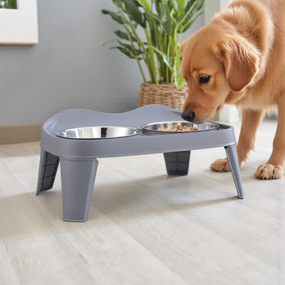Raised Dog Feeding Station with 2 Stainless Steel Bowls – Adjustable Height Elevated Dog Bowl Stand, Non-Slip Base, Ideal for Large Dogs & Joint Support