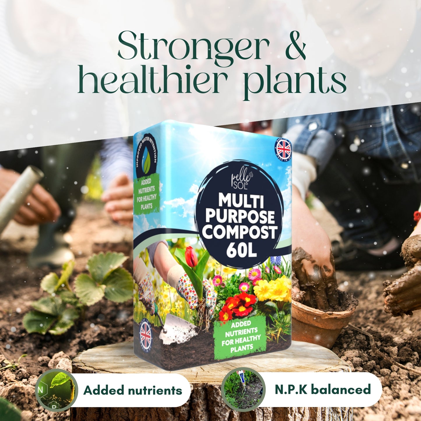 Pelle & Sol 10/20/40/50/60Ltr Multi Purpose Compost - Compost for Outdoor Plants & Soil for Plants Indoors - Potting Soil for Pots Plants Outdoor - All Purpose Nutrient Rich Fertiliser, Houseplant Potting Mix