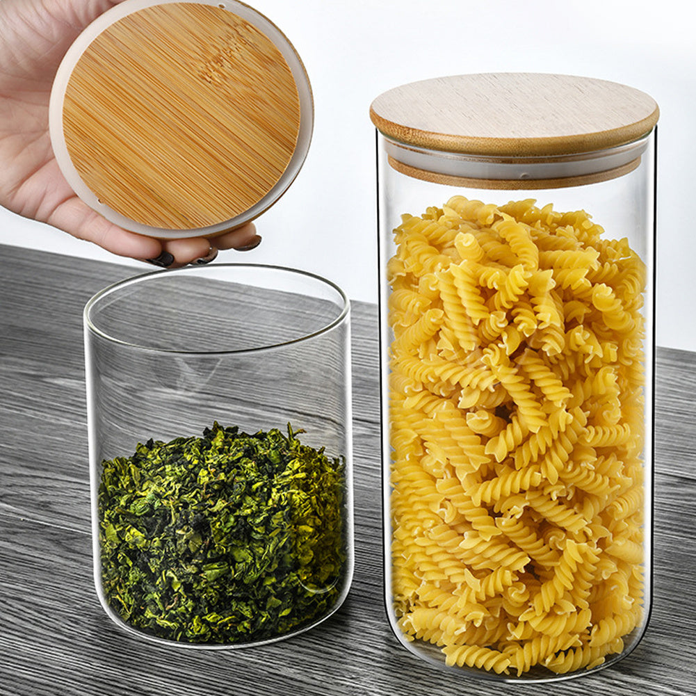 Glass Food Storage Jars With Lids Set Of 10 Glass Airtight Kitchen Food Canisters Cylinder Clear Preserving Seal Containers With Lid For Canning Cereal, Pasta, Spices Valentine's Day Gifts