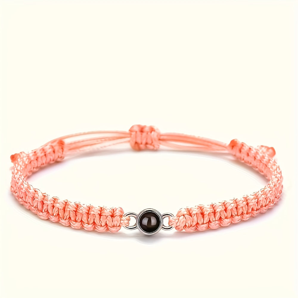 [Custom Photo Bracelet] Personalized Custom Photo Projection Bracelet | Hand-Woven Rope Unisex Bohemian Fashion Jewelry - Memorial Couple Bestie Gift for Birthday Anniversary Valentine's Day Christmas Father's Day