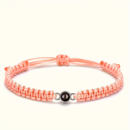 [Custom Photo Bracelet] Personalized Custom Photo Projection Bracelet | Hand-Woven Rope Unisex Bohemian Fashion Jewelry - Memorial Couple Bestie Gift for Birthday Anniversary Valentine's Day Christmas Father's Day