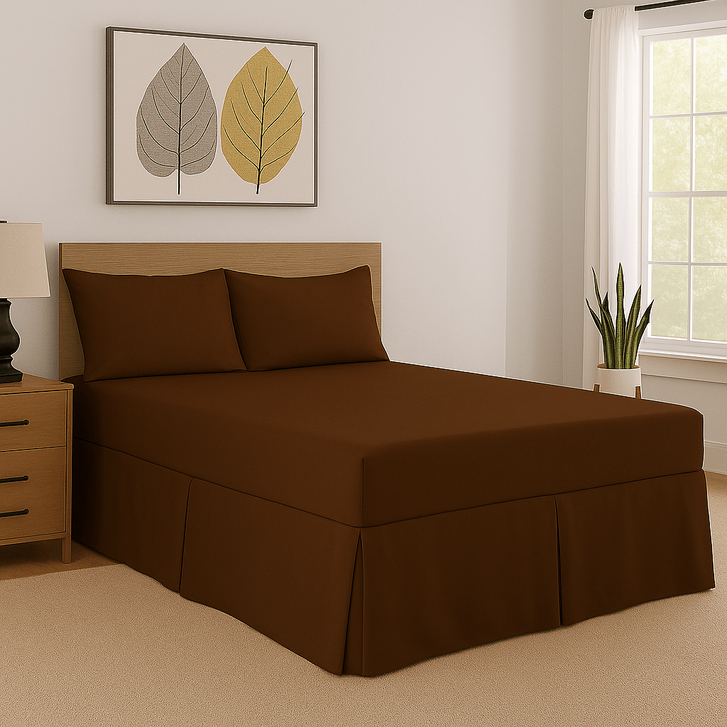 Base Valance Sheets Easy Care Plain Box Pleated Platform Bed Sheets in All Size
