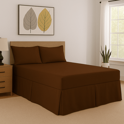 Base Valance Sheets Easy Care Plain Box Pleated Platform Bed Sheets in All Size