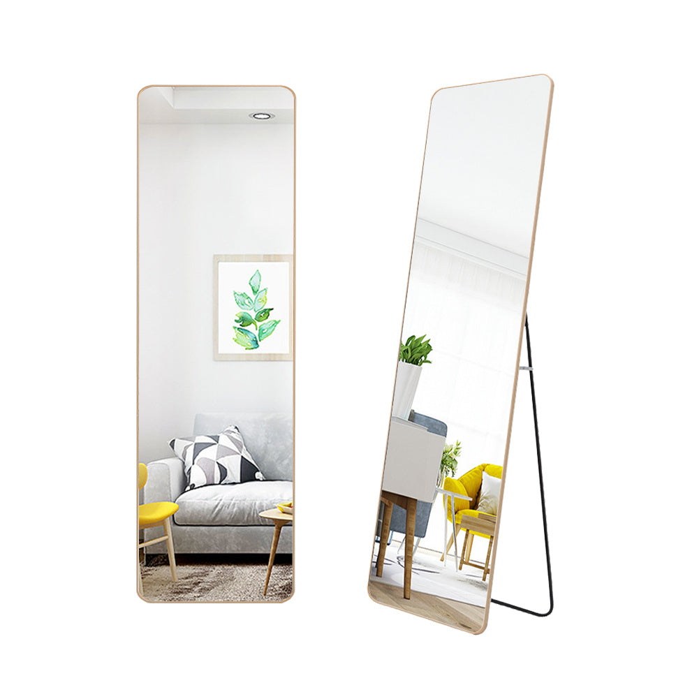 Rectangular Standing Full Body Mirror Hanging or Leaning Against Wall Mirror 147x37 cm Golden Frame for Bedroom Cloakroom