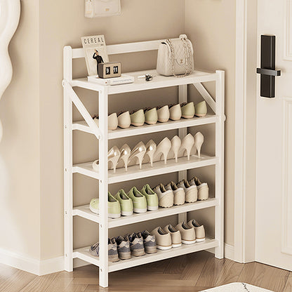 5 Tiers Bamboo Foldable Vertical Shoe Rack, Multifunctional Free Standing Shoe, Portable Space Saving Convenient Small Shoe Racks, Without Installation for Hallways Outdoor Entryway