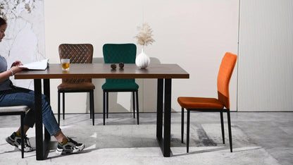 Suede Dining Chairs, Retro Armless High Back Upholstered Soft Seat with Black Metal Legs, Set of 4/6, for Dining Room Kitchen