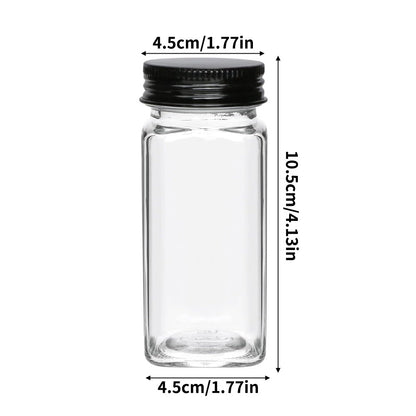 24pcs Glass Spice Jars with Lids, 120ml Spice Storage Jars Seasoning Container Reusable Salt Pepper Shaker with Airtight Lid Labels, Pen, Funnel for Spice, Black, Kitchen and Seasoning