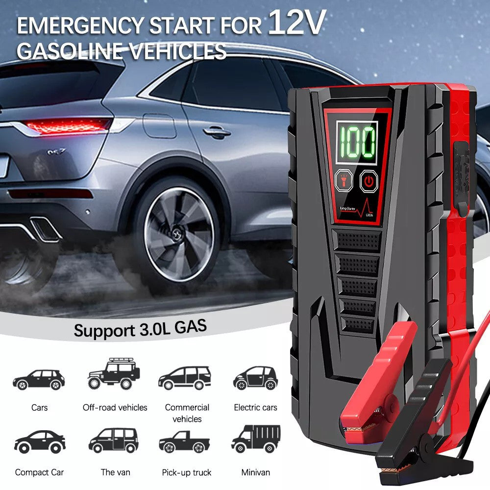 Car Jump Starter Pack -Booster Battery Charger Emergency Power Bank 6000A Peak, Portable Multi Function Car Jump Starter Emergency Booster, Car Emergency Mobile Power Battery Gasoline Diesel Car Starter With LED Flashlight, Suitable for suv, truck, diesel