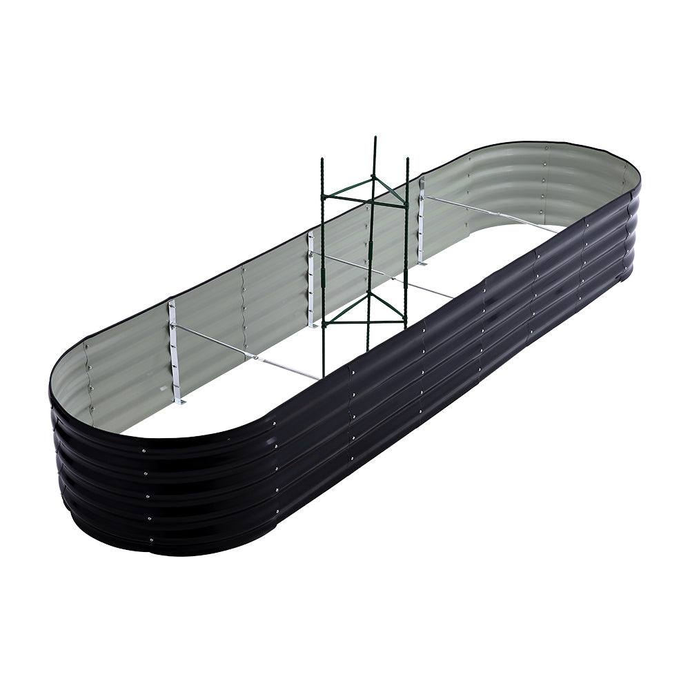 Extra Large Raised Beds for Garden, Oval Planter Box with Plant Climbing Frame, Outdoor Raised Planters for Vegetables, Flowers & Herbs, Bottomless Metal Garden Bed