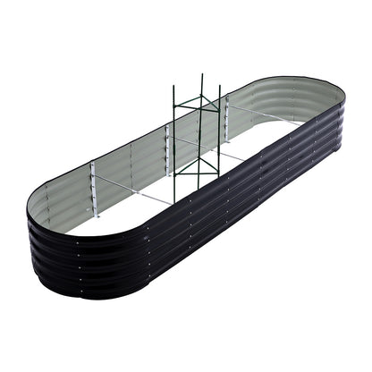 Extra Large Raised Beds for Garden, Oval Planter Box with Plant Climbing Frame, Outdoor Raised Planters for Vegetables, Flowers & Herbs, Bottomless Metal Garden Bed