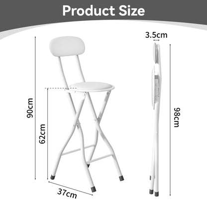 Set of 1 Folding Bar Stool, Breakfast Barstool Kitchen Restaurant Seating, Faux Leather Foldable Chair with Metal Frame, Padded High Chair