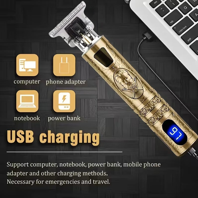 YAIAWISU Men' Electric Cordless Hair Clippers & Beard Trimmer with LCD Screen, USB Rechargeable Cordless T-Blade Shaver Suitable for Shaving, Tummy Trimming, Guide Comb System, USB- Grooming for and Travel