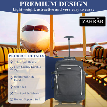 ZAHRAB 40x30x20cm Cabin Bag Underseat Bag Lightweight Hand Luggage Cabin Trolley with Wheels Flight Bags Suit Case
