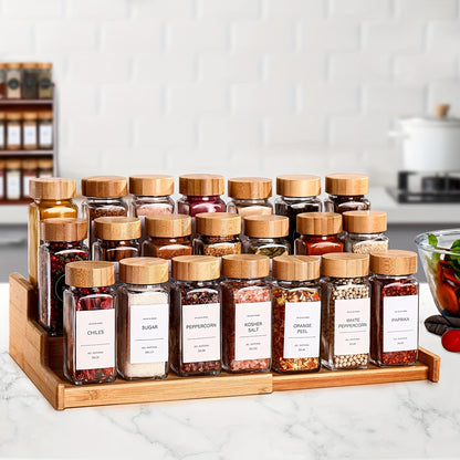 15/24pcs Spice Jars with Label Paper And Lid, 4oz, Spice Empty Bottles with Collapsible Funnel, Glass Condiment Containers, Storage Jars, Commercial Restaurant Kitchen Accessories, Kitchen Condiment Jars