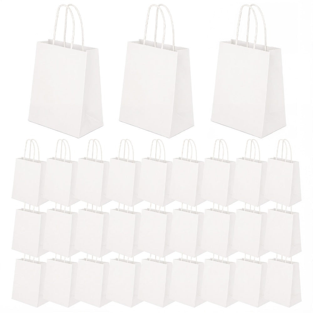 Kraft Paper Bags with Handles 100 Pack – Brown Gift Bags for Parties, Weddings, Retail, Christmas & Everyday Gift Wrapping