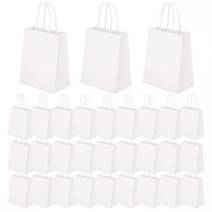 Kraft Paper Bags with Handles 100 Pack – Brown Gift Bags for Parties, Weddings, Retail, Christmas & Everyday Gift Wrapping