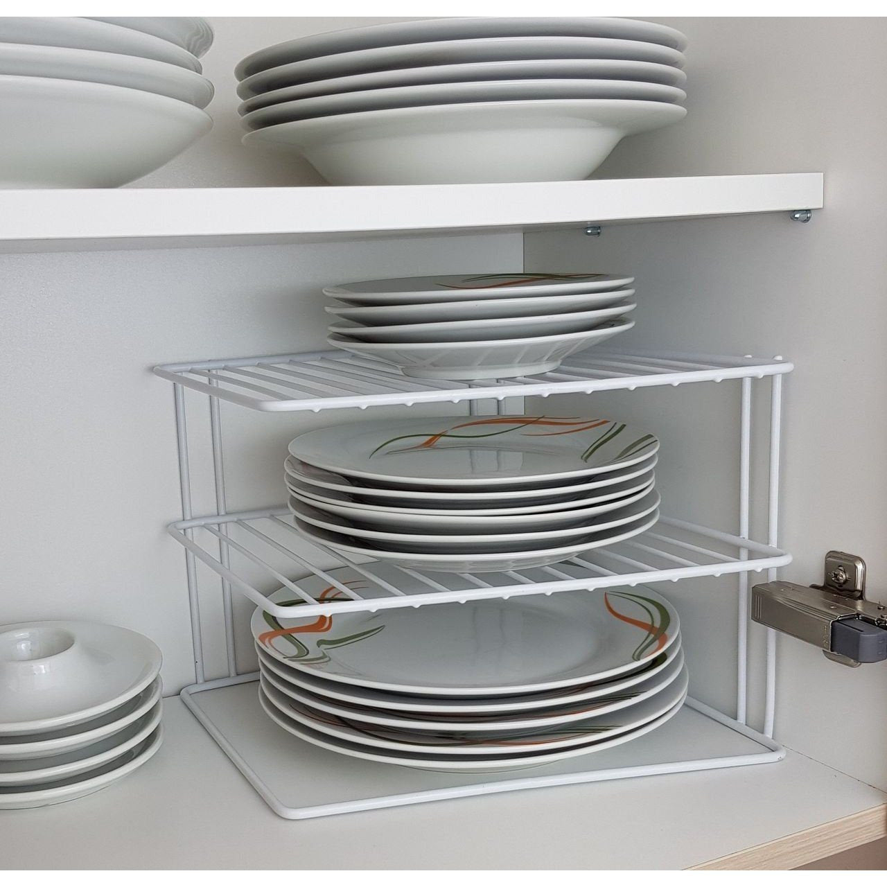 3 Tier Corner Kitchen Plate Rack Tidy Cupboard Shelf Insert Organiser New