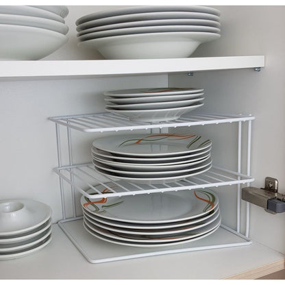 3 Tier Corner Kitchen Plate Rack Tidy Cupboard Shelf Insert Organiser New
