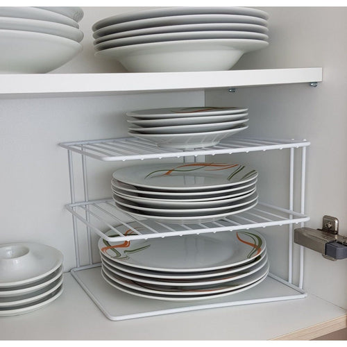 3 Tier Corner Kitchen Plate Rack Tidy Cupboard Shelf Insert Organiser New