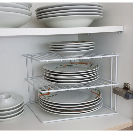 3 Tier Corner Kitchen Plate Rack Tidy Cupboard Shelf Insert Organiser New