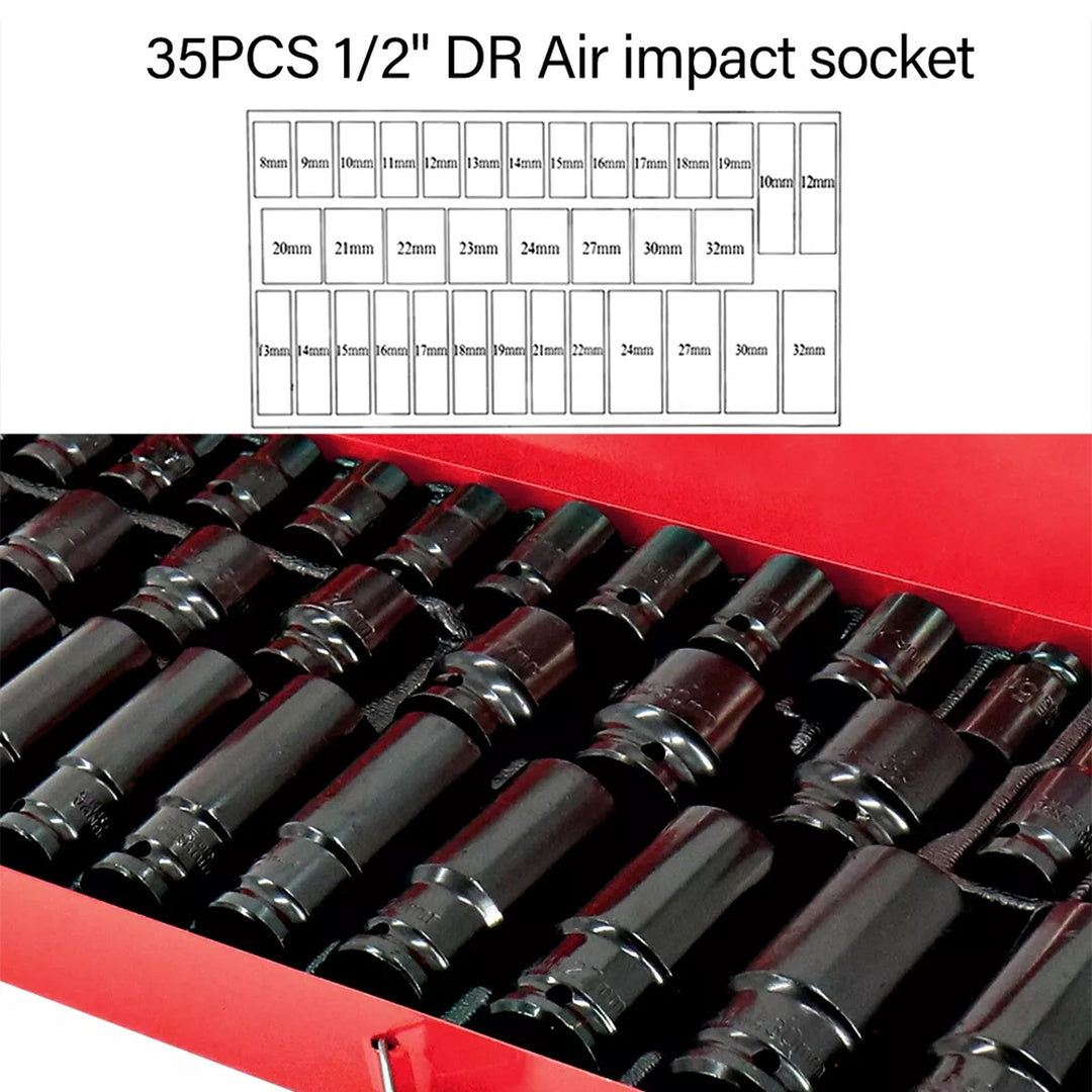 Heavy Duty 40pcs Car Truck Deep Impact 8-32mm 1/2 Inch Black Finish Heavy Duty Socket Set For Auto Repair Cool Gadgets