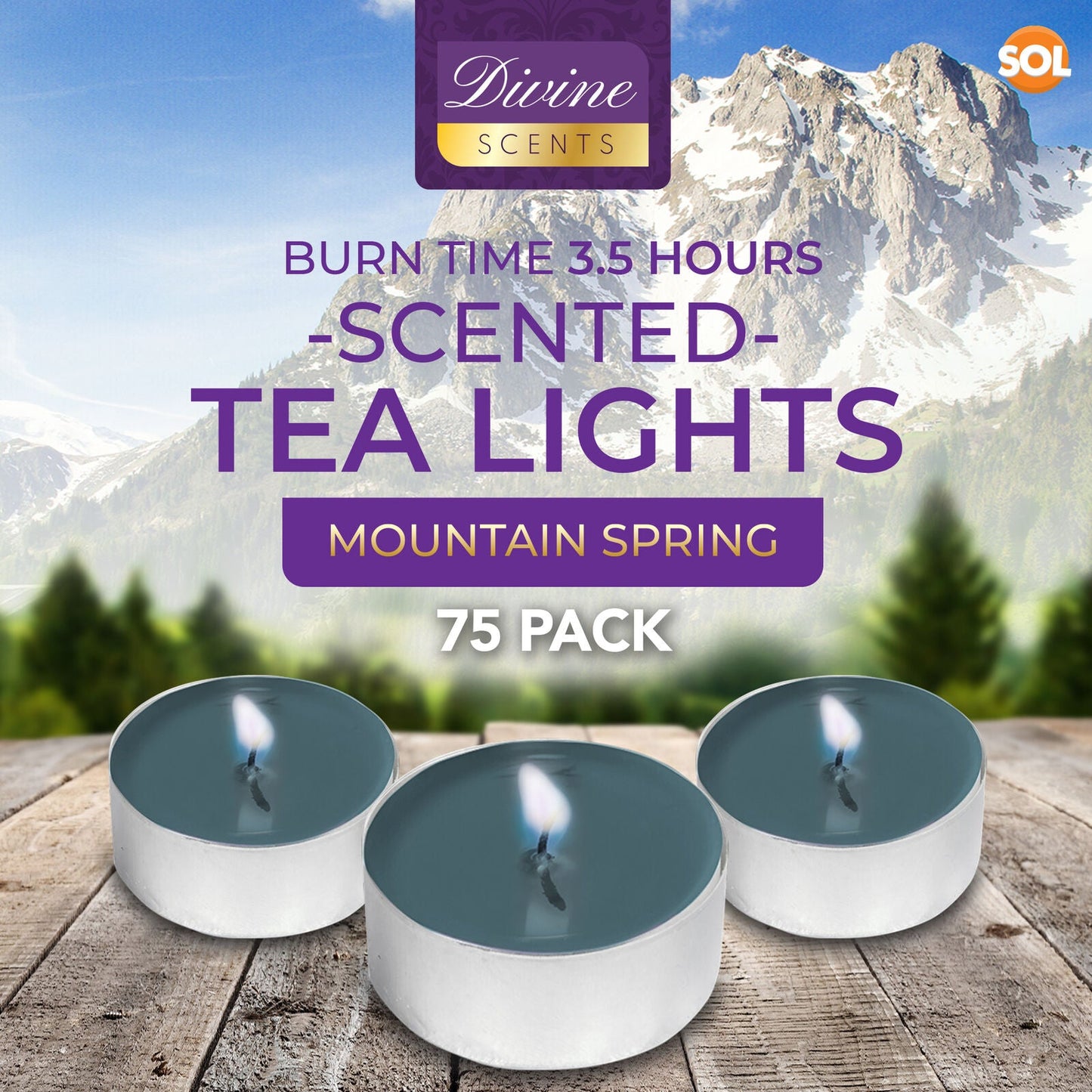 75 Pack Scented Tea Light Candles | Assorted Tealights with 5 Fragrances (Vanilla, Fresh Berries, Peach, Mountain Spring, Lavender) | 4 Hour Burn | Decorative Home & Gift Candle Set