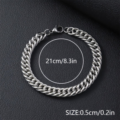 Hip Hop Style - Stainless Steel - Cuban Bracelets 12pcs - Perfect for Daily Wear & Gifts