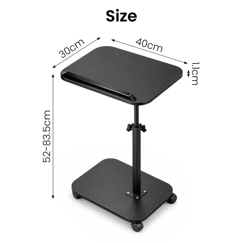 Foldable height adjustable with wheels, side table, 360 ° rotating laptop stand, small-sized home computer desk