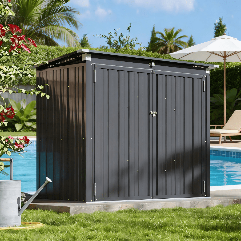 Patio Double-Door Outdoor Storage Shed | Lockable Security | Gas-Spring Lid | Ideal for Tool House, Pet Shelter, & Organizing (Large/Small)