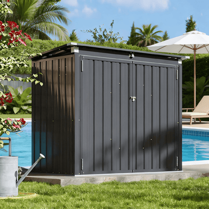 Patio Double-Door Outdoor Storage Shed | Lockable Security | Gas-Spring Lid | Ideal for Tool House, Pet Shelter, & Organizing (Large/Small)