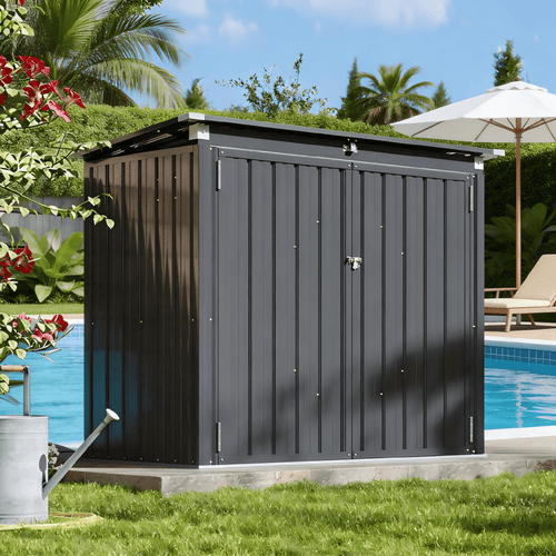 Patio Double-Door Outdoor Storage Shed | Lockable Security | Gas-Spring Lid | Ideal for Tool House, Pet Shelter, & Organizing (Large/Small)