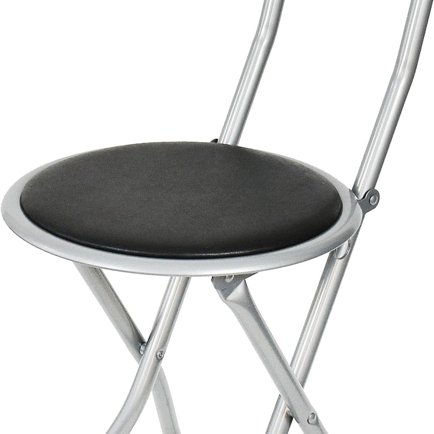Black Folding Bar Stool Breakfast High Back Chair Padded Round Desk Seat Kitchen