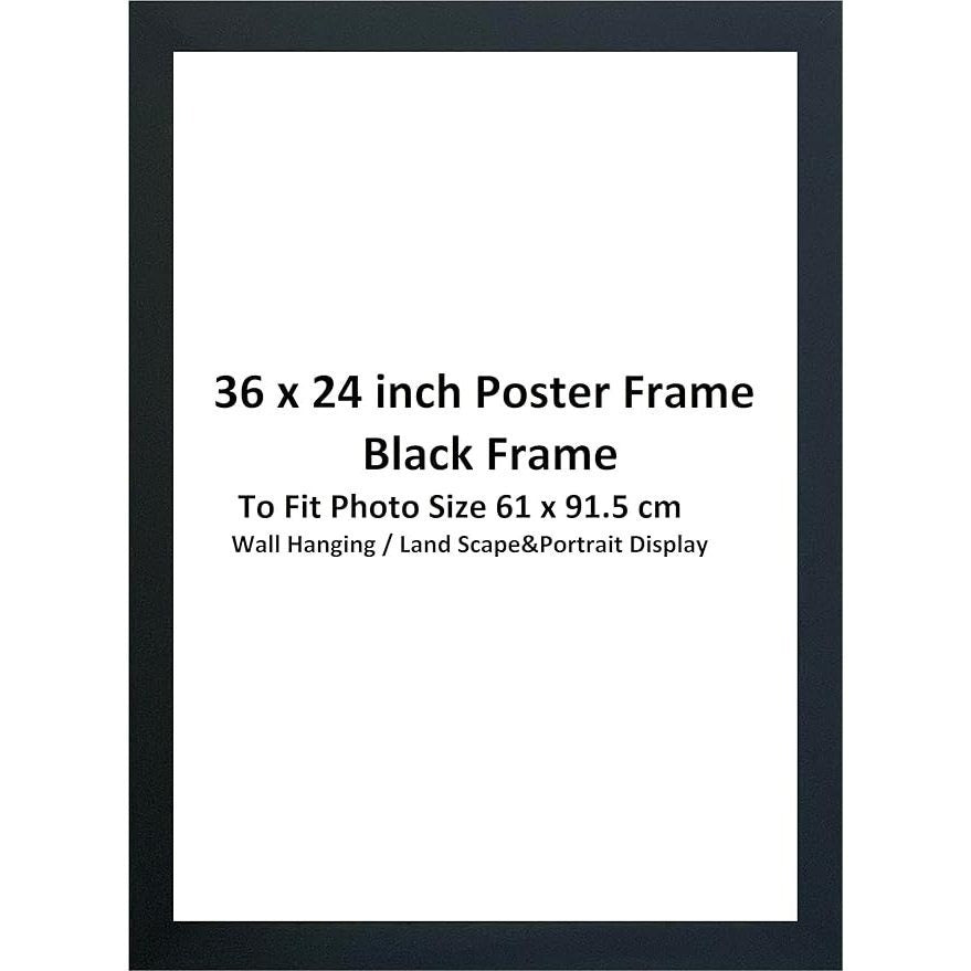 DECORO Premium Quality Maxi Frame, 36x24inch Black Photo Frame Eton Wood.61x91.5cm Photo Size Perfect for Wall Gallery Portrait Landscape Art Decor (Black) Maxi Poster Frame.