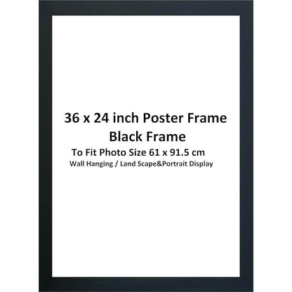 DECORO Premium Quality Maxi Frame, 36x24inch Black Photo Frame Eton Wood.61x91.5cm Photo Size Perfect for Wall Gallery Portrait Landscape Art Decor (Black) Maxi Poster Frame.
