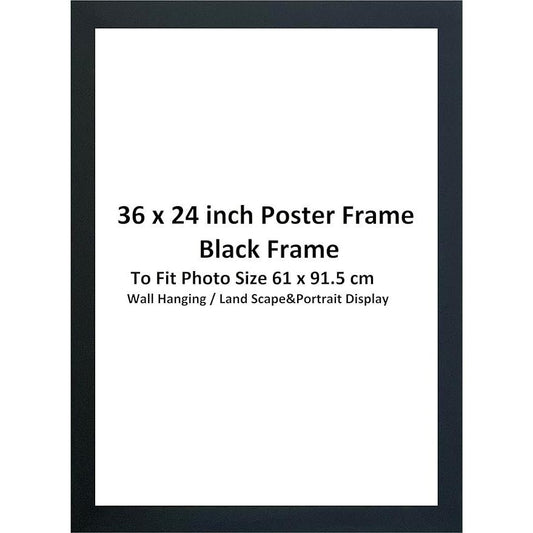 DECORO Premium Quality Maxi Frame, 36x24inch Black Photo Frame Eton Wood.61x91.5cm Photo Size Perfect for Wall Gallery Portrait Landscape Art Decor (Black) Maxi Poster Frame.