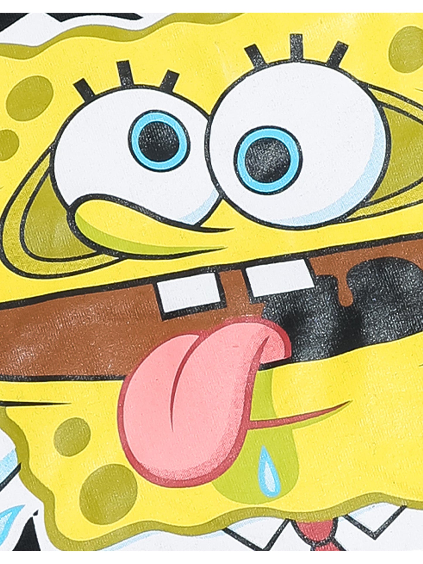 SpongeBob SquarePants Boys Black Short-Sleeved Graphic Tee | Dude! SpongeBob Placement Print T-Shirt | Kids Cartoon Apparel | Nickelodeon SpongeBob Dude Top for Children & Teens
