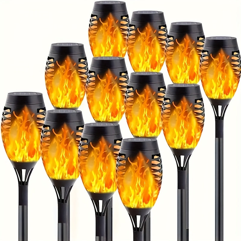 Outdoor Solar Lights, 4/8/12pcs Flickering Flame 12LED Flashing Dancing Lamp For Garden Decor Lighting, Mini Landscape Flame Lights For Yard Pathway Patio Pool Lawns Halloween Christmas Decoration