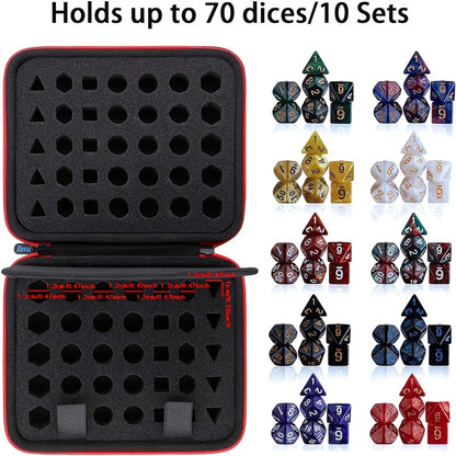 Hard Carrying Case for Dungeons & Dragons RPG Board Games Dice Package EVA 70 Hole Dice Bag with Partition for D&D Portable Bag (Only Bag)