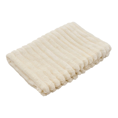 1pc Large Strips Ribbed Throw Blankets | Luxurious 270g Flannel Fleece Blanket | Warm Cozy Blanket Throws For Sofas, Bed, Chair, Couch, Settee | Super Soft Warm Blanket Single Double King Super King Size, Machine Washable, Easy Care, Perfect for Home, Tra