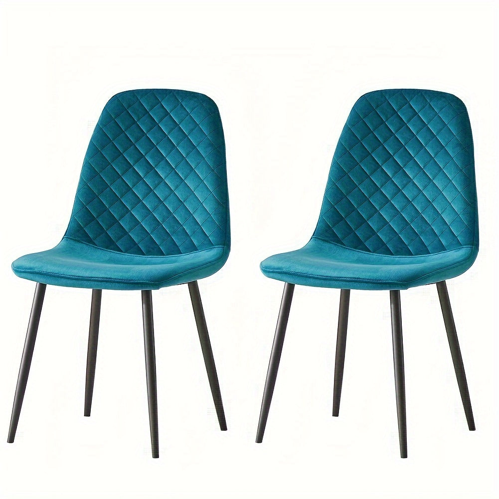 Velvet Dining Chairs Set of 2 or 4 – Upholstered Fabric Seat with Metal Legs, 40x44.5x84cm, 120kg Capacity, Modern Dining Room & Living Room Side Chairs, 16 Colours