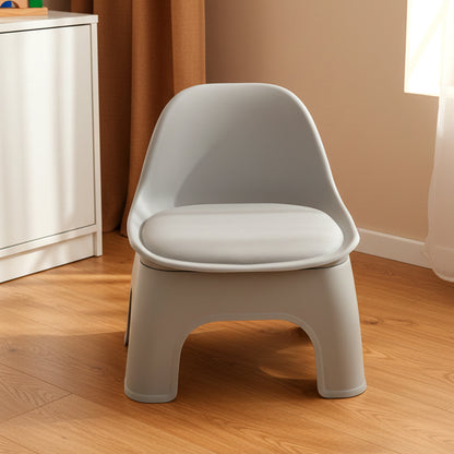 Thickened Plastic Round Stool with Backrest, Portable Low Stool, Modern Minimalist Design, Space-Saving, Suitable for Small Apartments And Balconies, Usable Indoors And Outdoors, Available in Gray, Green, And Orange