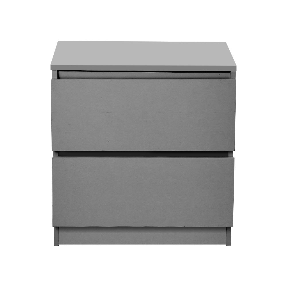 2 Drawer Wooden Bedroom Bedside Cabinet No Handle Storage Nightstand Side Table, Wooden Nightstand with 2 Storage Drawers, Sturdy Modern Sofa Side End Table Chest of Drawers Cabinet for Bedroom, Living Room, 32x30x41 cm, Grey